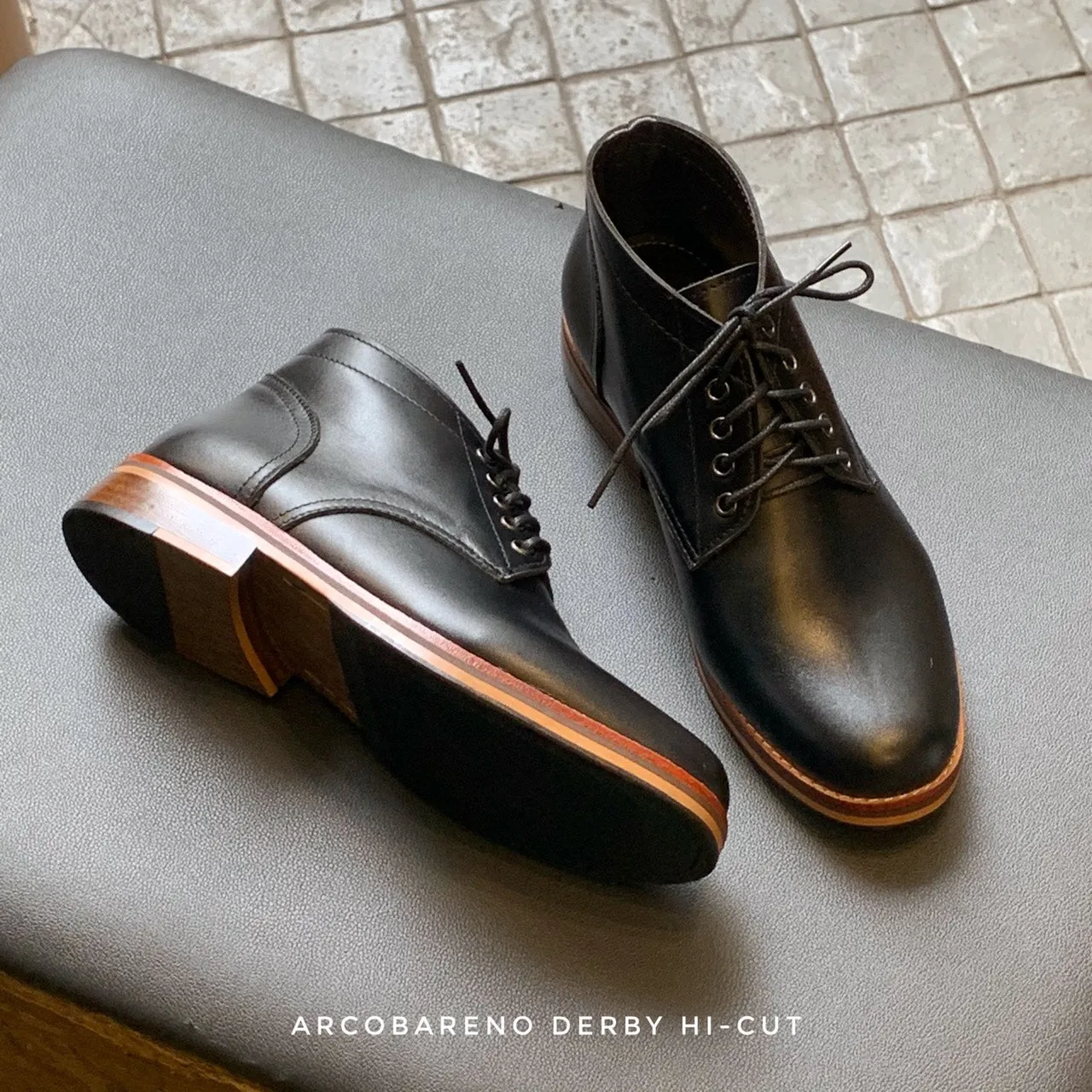 446 Derby High-Cut Matt Black Wooden Soles