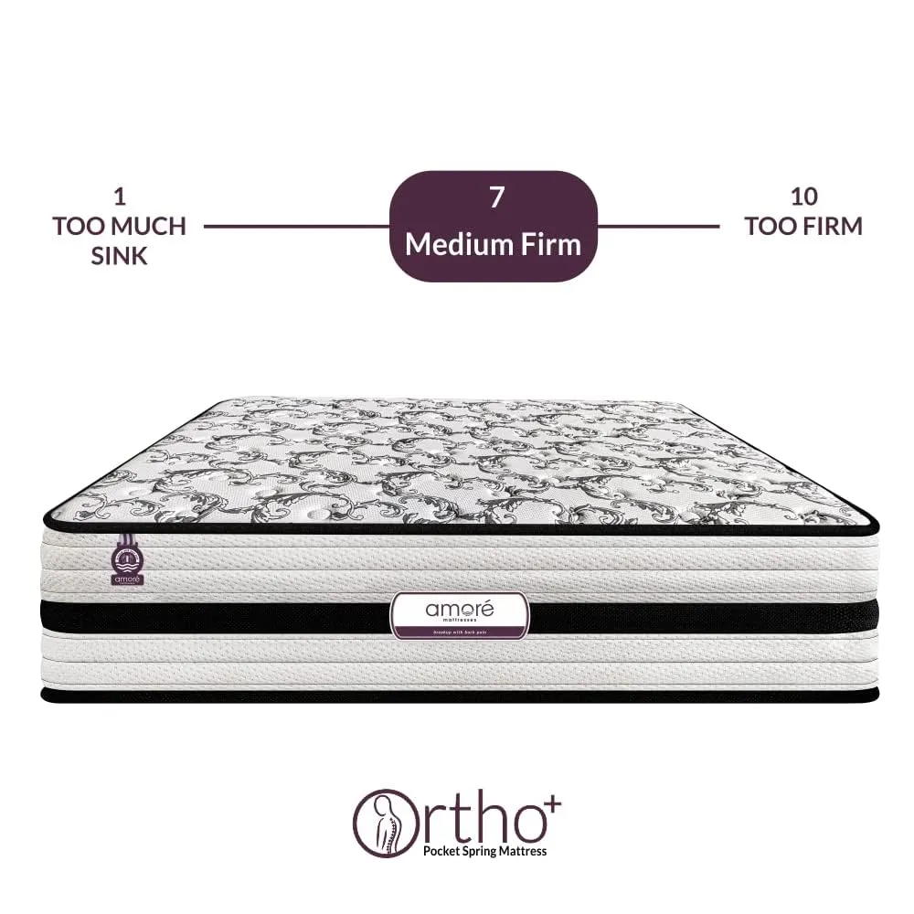 Amore Ortho Plus 10 Inch Orthopedic Pocket Spring Mattress(78x72x10 Inch,Medium Soft,King Size)