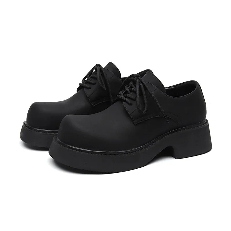 Amozae- Okcheon Matt Black Chunky Lace Up Shoes