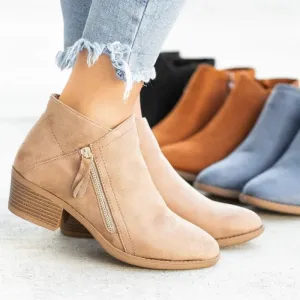 Amozae-Women's Ankle Boots Autumn Low Heel Work Boots Platform Sexy Ladies Solid Color High Heels Boots Shoes 2023 Winter