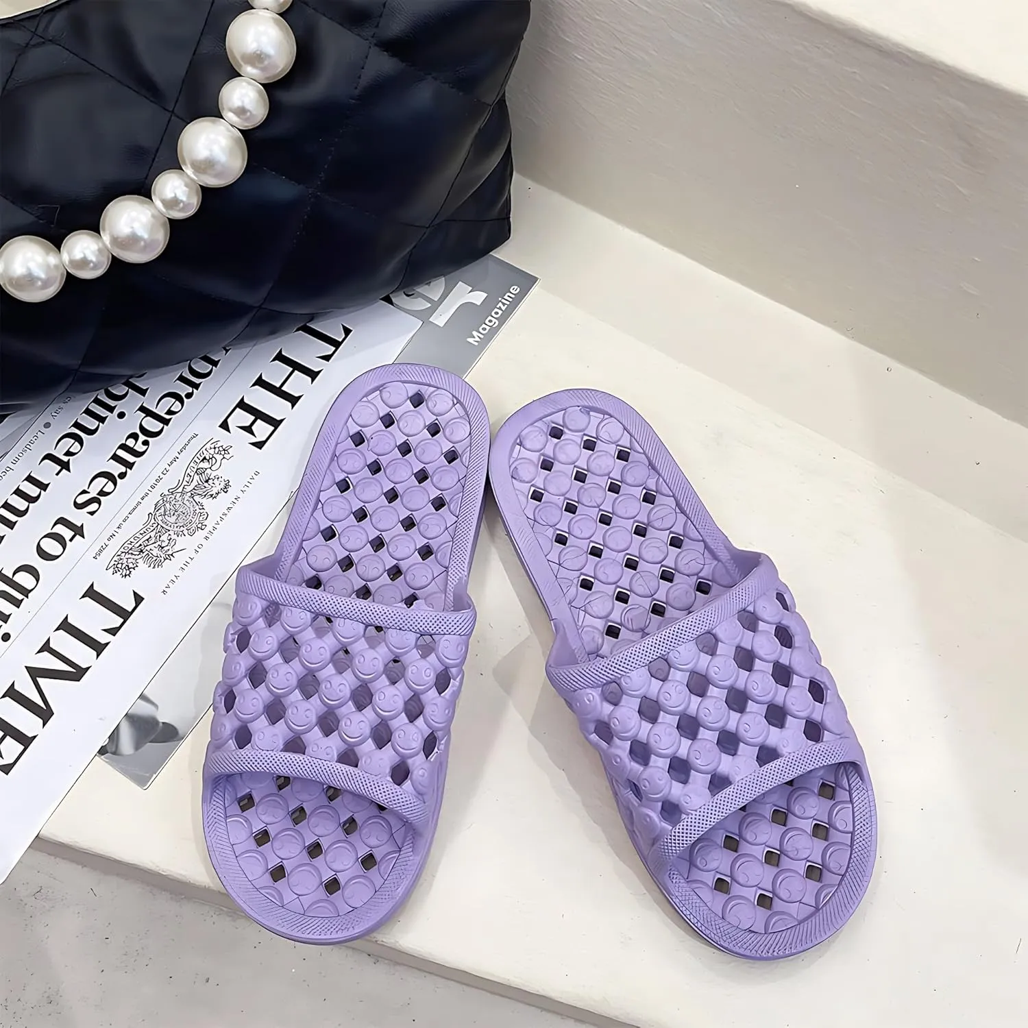 AYYDMY Shower Shoes Quick Drying Slippers for Women Men, Non Slip House Shoes Cushioned Thick Sole Bathroom Slippers Indoor Outdoor Soft Platform Sandals for Living Room College Dorm Beach SPA Gym Pool