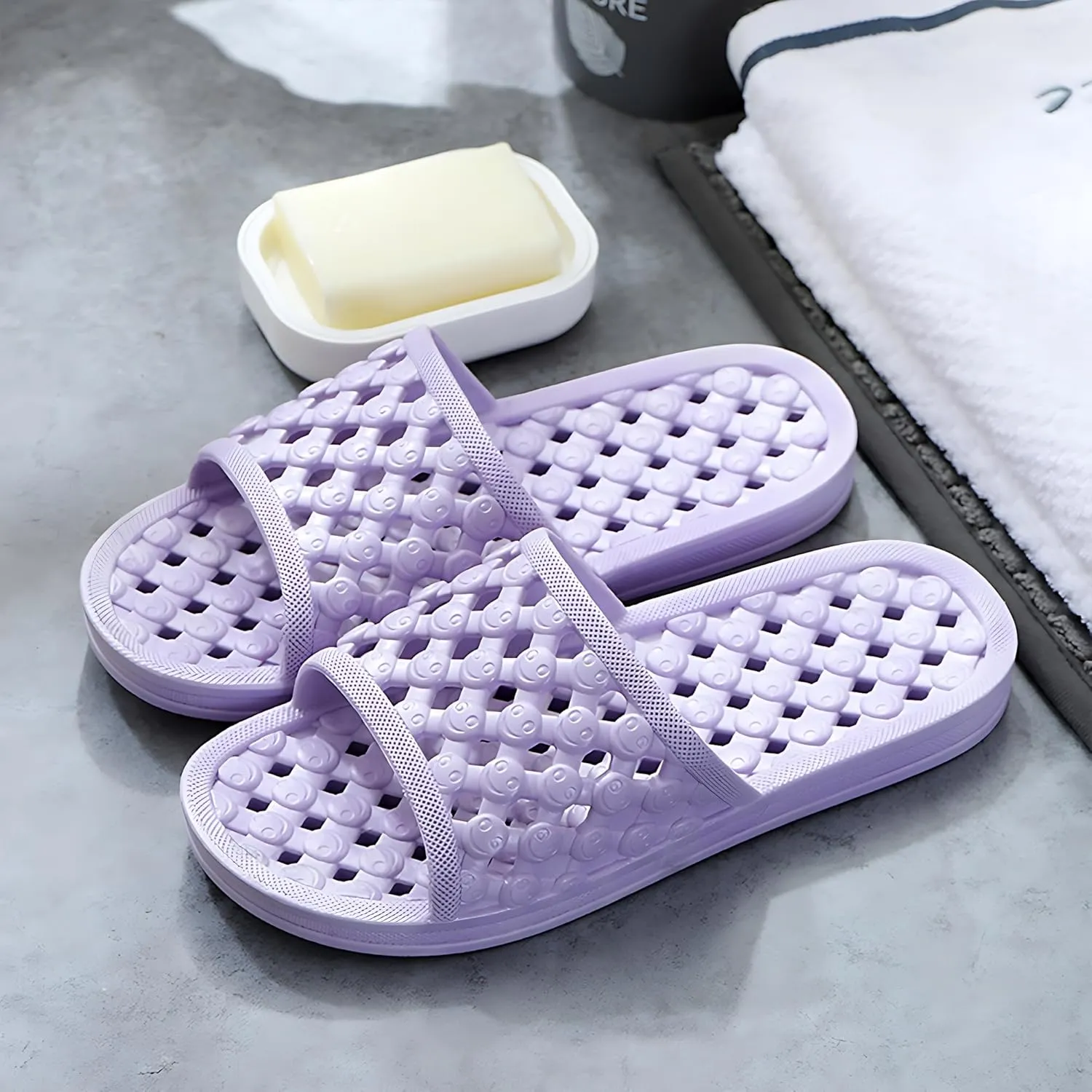 AYYDMY Shower Shoes Quick Drying Slippers for Women Men, Non Slip House Shoes Cushioned Thick Sole Bathroom Slippers Indoor Outdoor Soft Platform Sandals for Living Room College Dorm Beach SPA Gym Pool