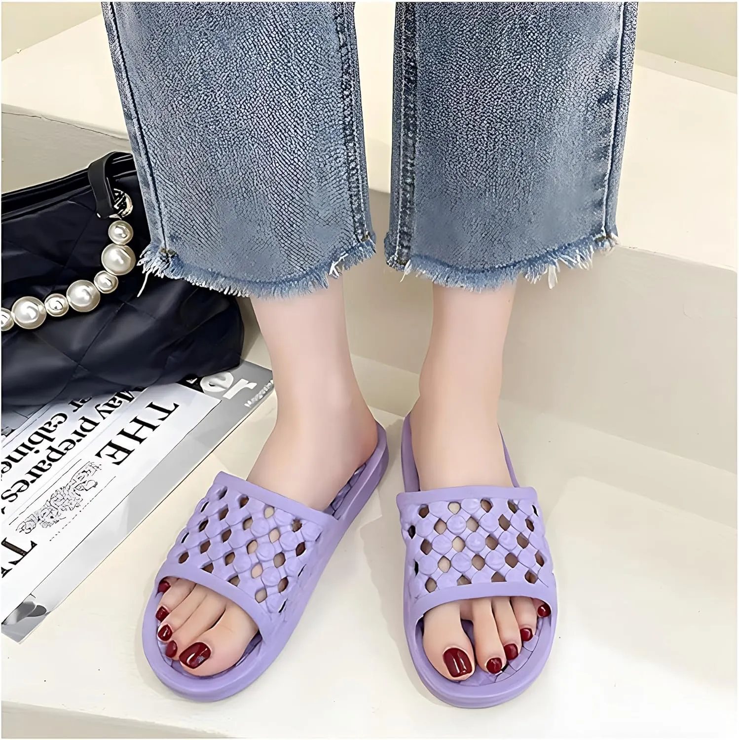 AYYDMY Shower Shoes Quick Drying Slippers for Women Men, Non Slip House Shoes Cushioned Thick Sole Bathroom Slippers Indoor Outdoor Soft Platform Sandals for Living Room College Dorm Beach SPA Gym Pool