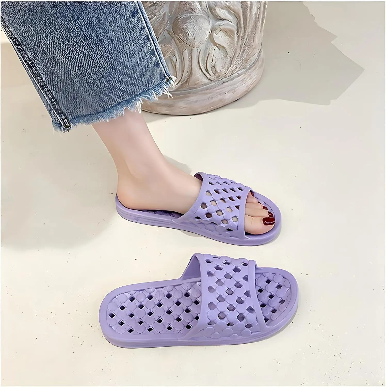 AYYDMY Shower Shoes Quick Drying Slippers for Women Men, Non Slip House Shoes Cushioned Thick Sole Bathroom Slippers Indoor Outdoor Soft Platform Sandals for Living Room College Dorm Beach SPA Gym Pool