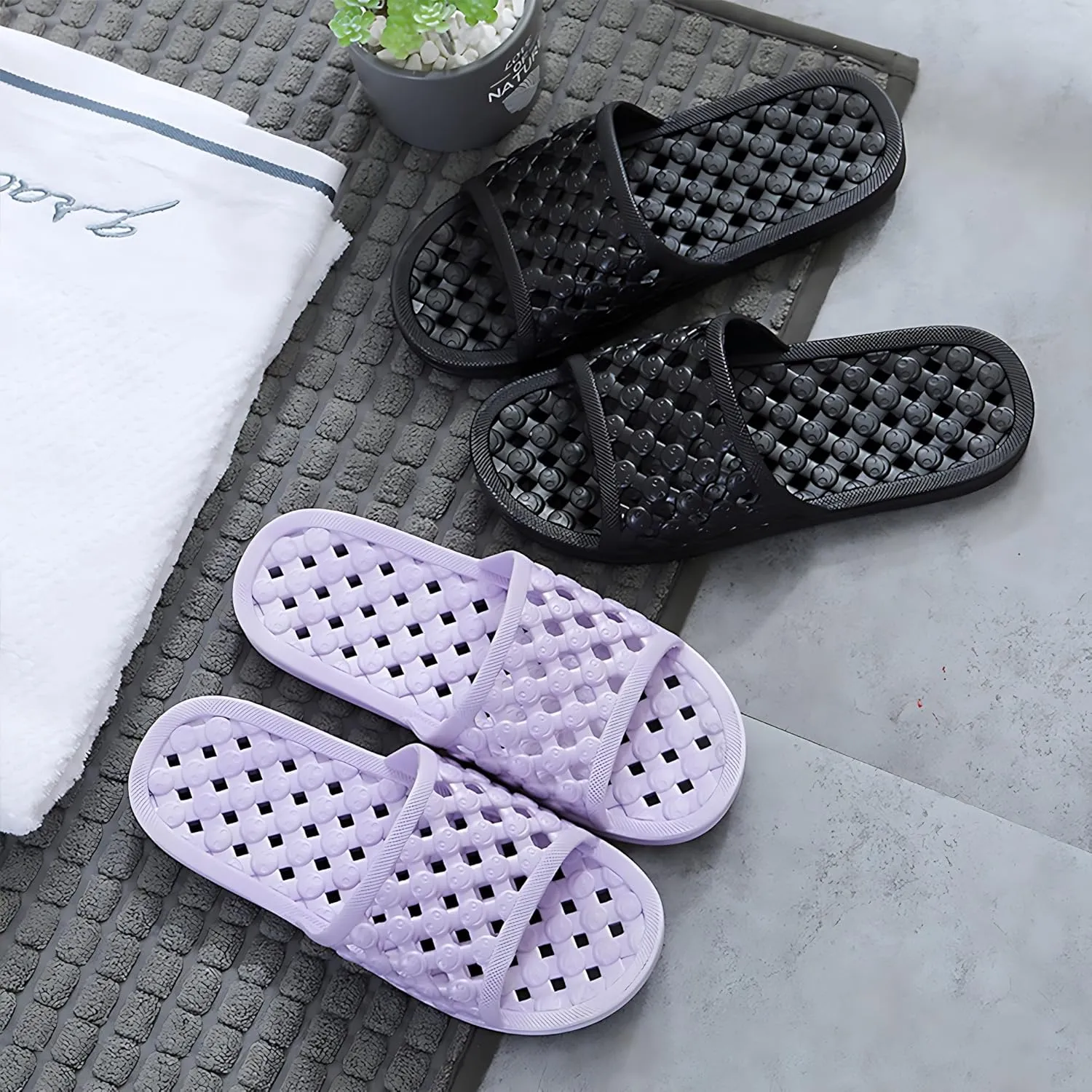 AYYDMY Shower Shoes Quick Drying Slippers for Women Men, Non Slip House Shoes Cushioned Thick Sole Bathroom Slippers Indoor Outdoor Soft Platform Sandals for Living Room College Dorm Beach SPA Gym Pool