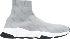 Balenciaga Logo Speed Trainer Reflective Gray Sneakers