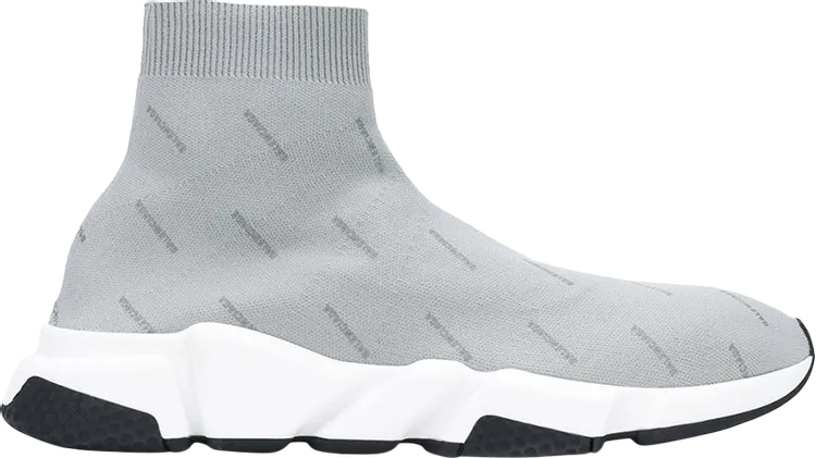 Balenciaga Logo Speed Trainer Reflective Gray Sneakers
