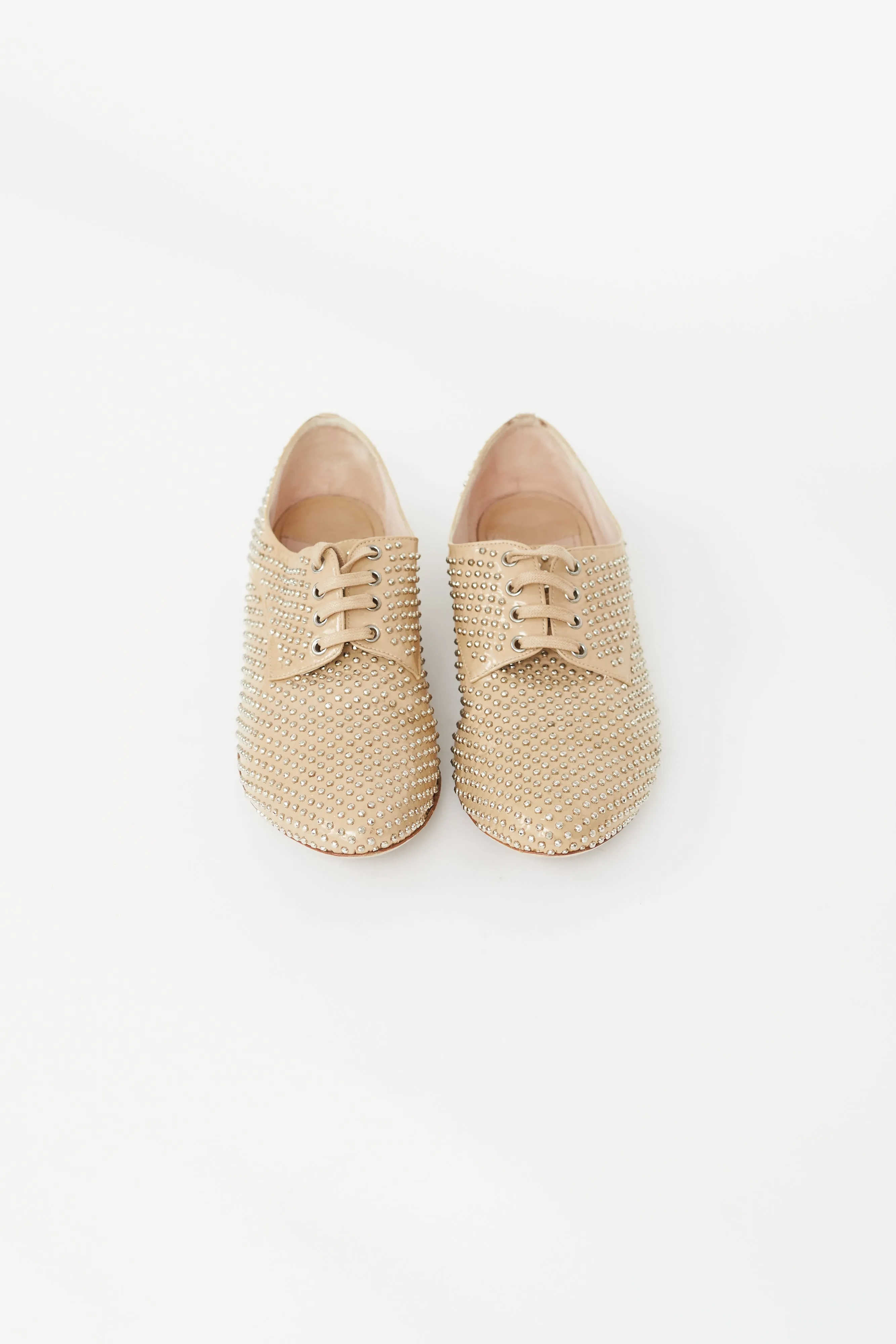 Beige Patent Studded  Derby