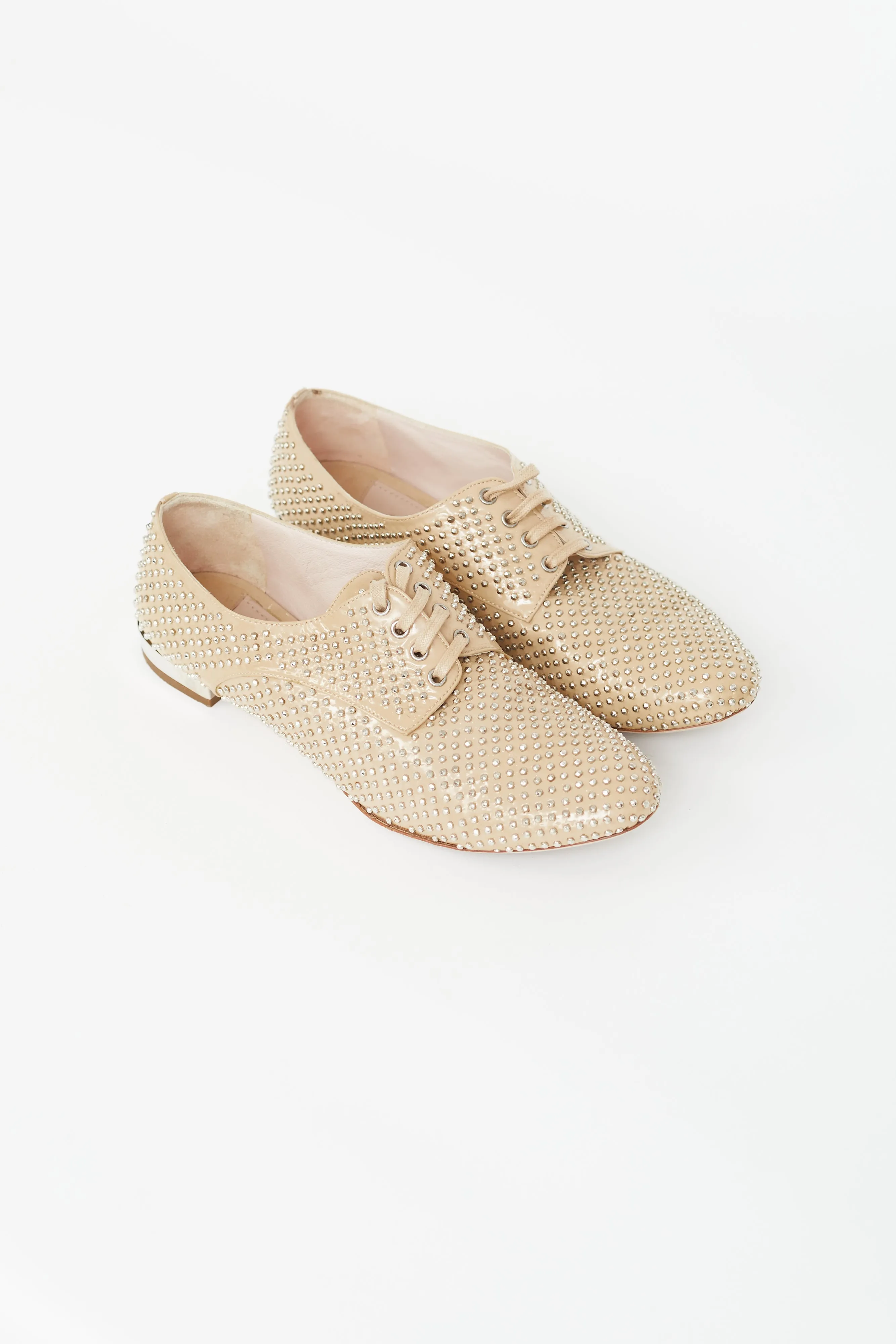 Beige Patent Studded  Derby