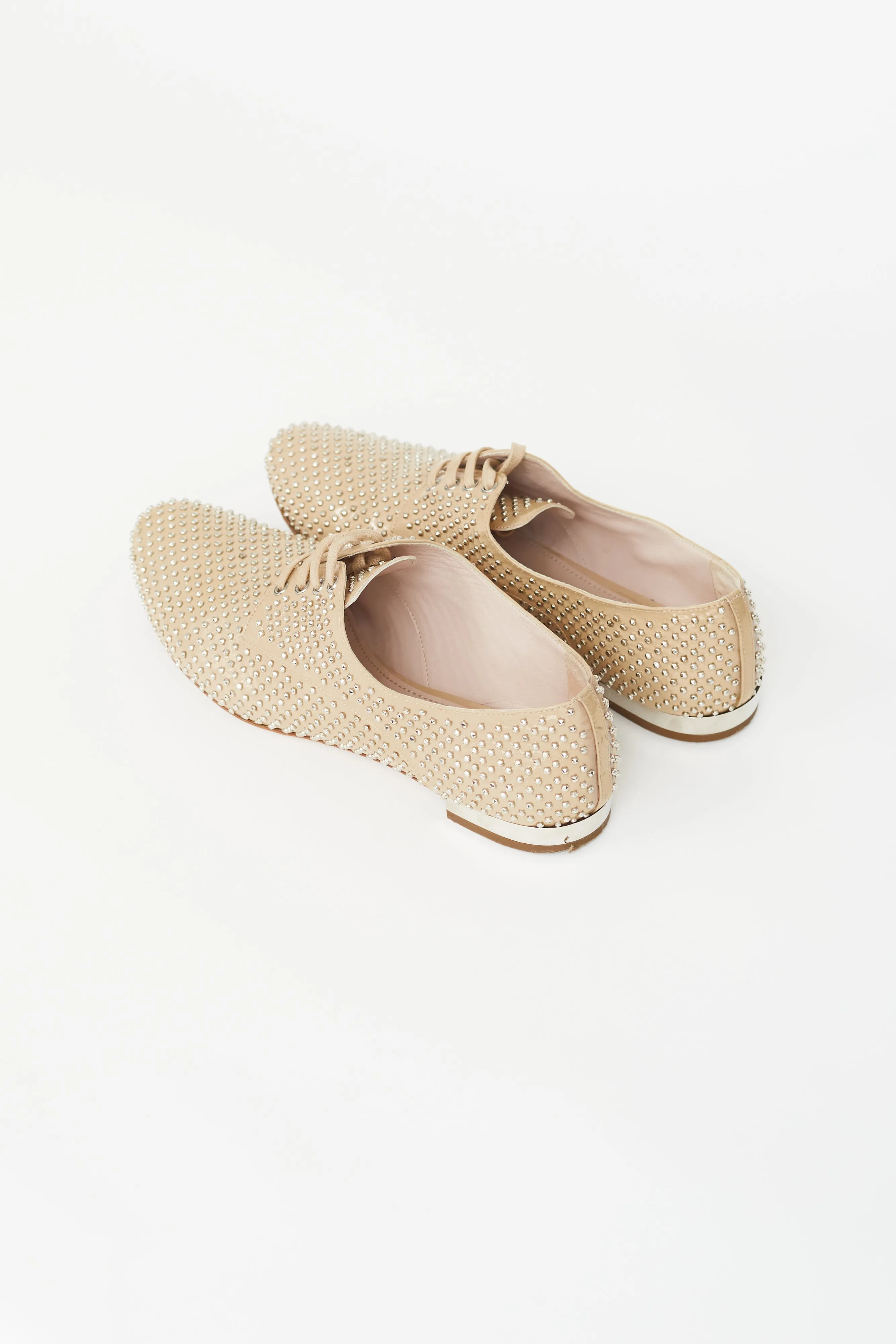 Beige Patent Studded  Derby