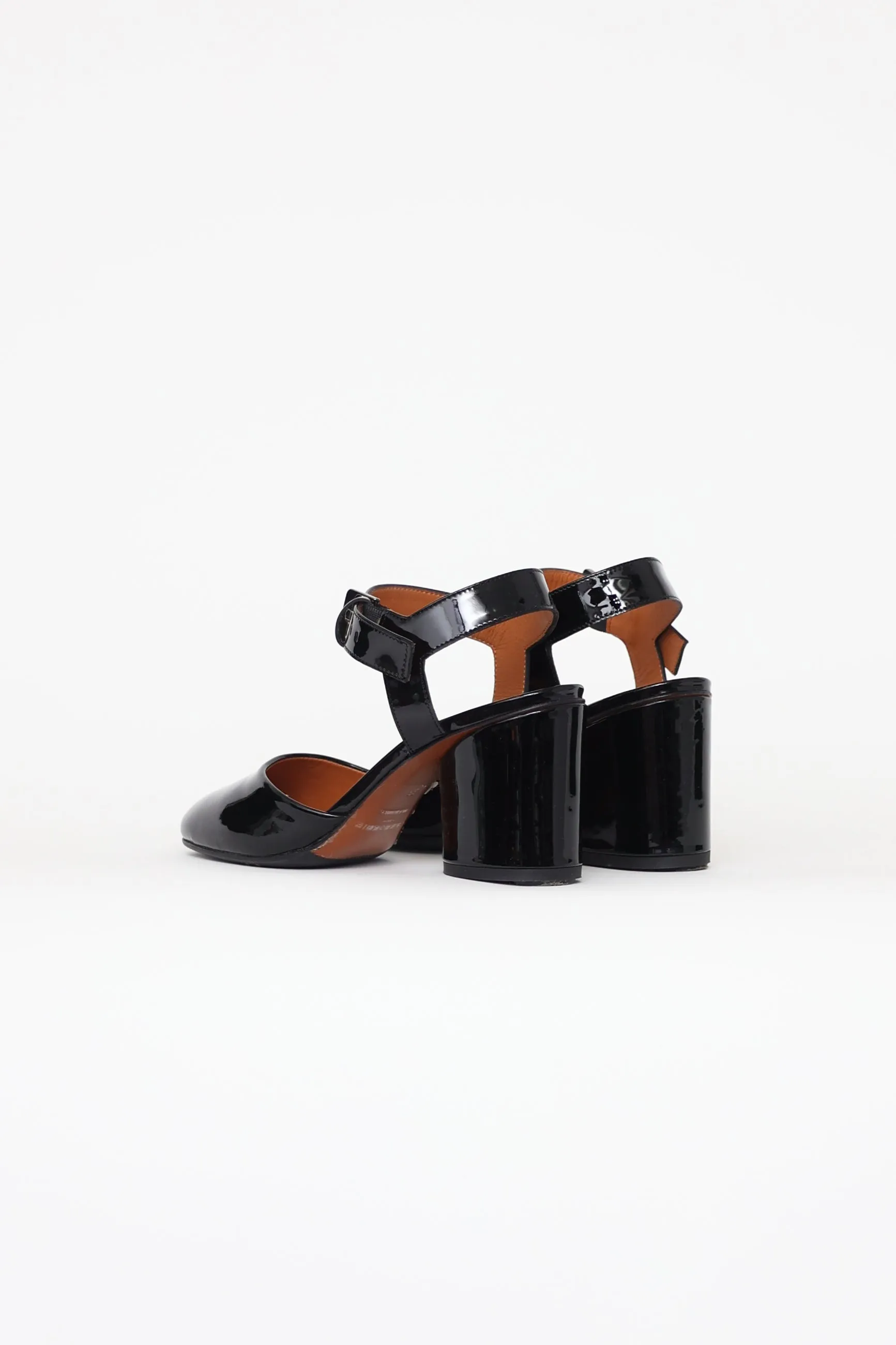 Black Patent Ankle Strap Pumps