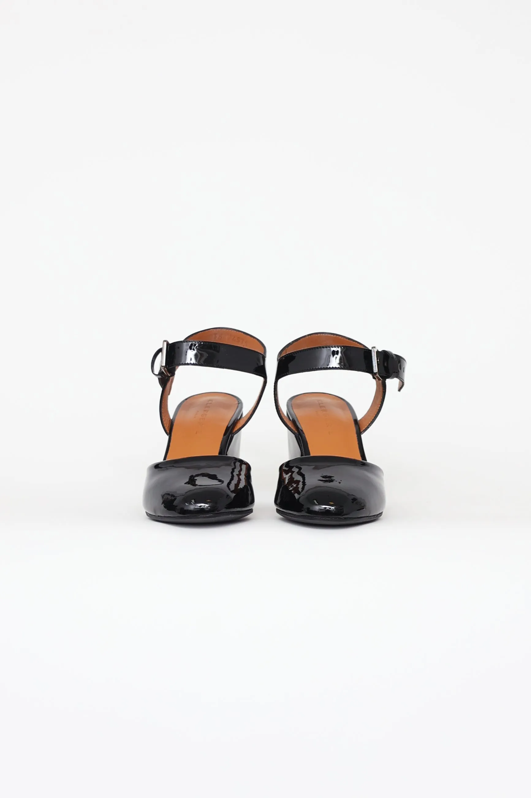 Black Patent Ankle Strap Pumps