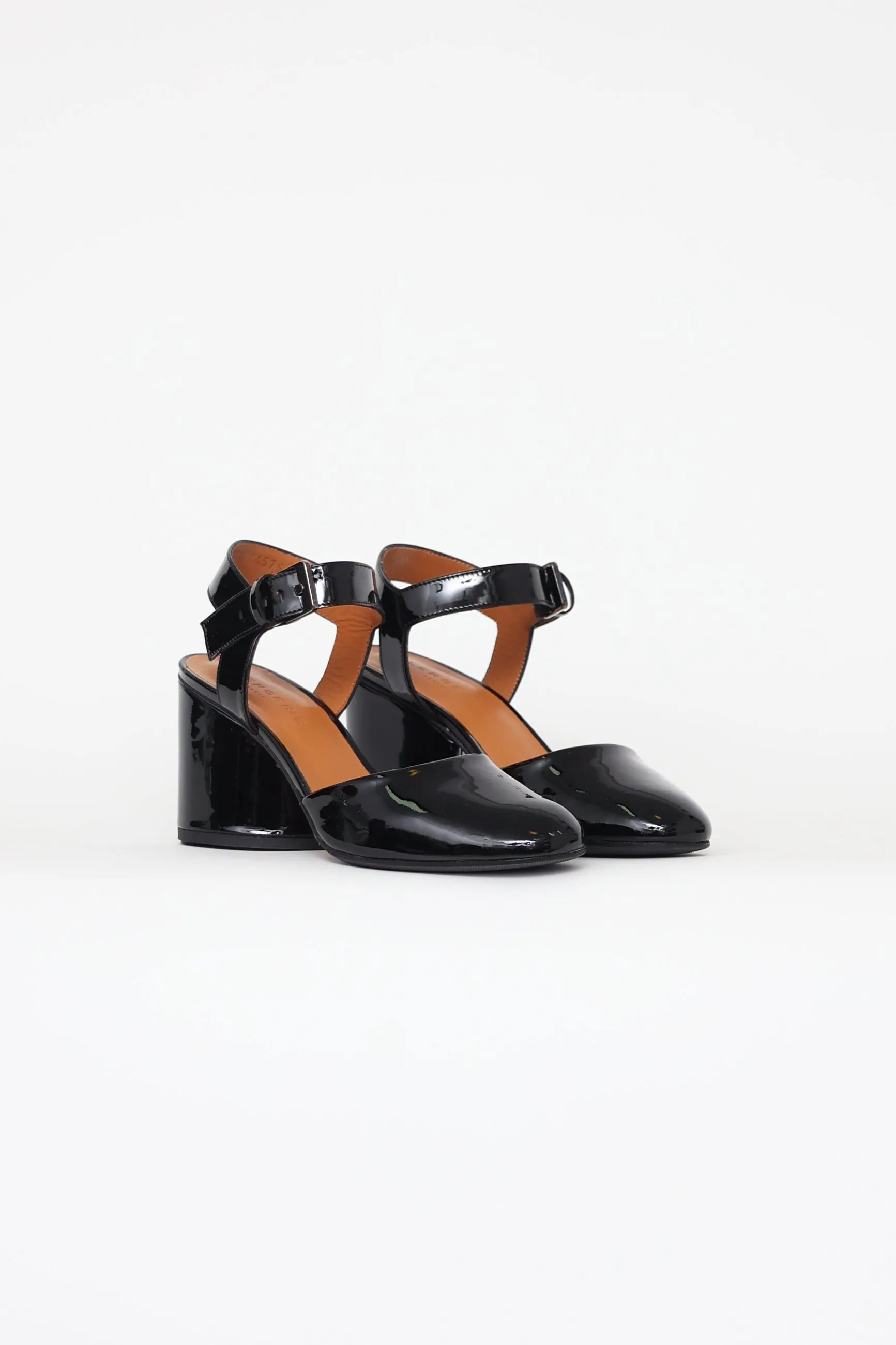 Black Patent Ankle Strap Pumps