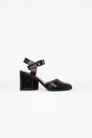 Black Patent Ankle Strap Pumps