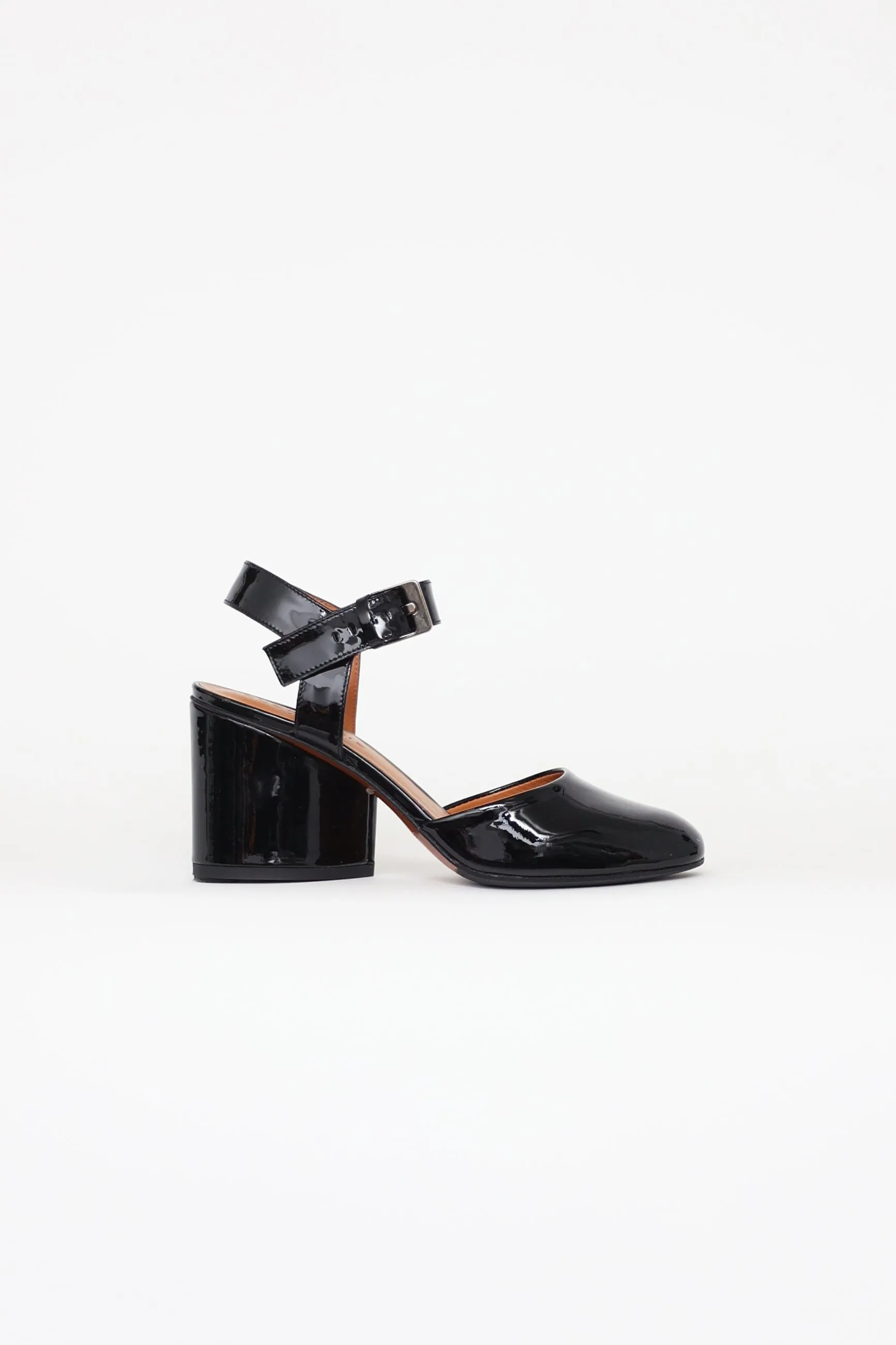Black Patent Ankle Strap Pumps