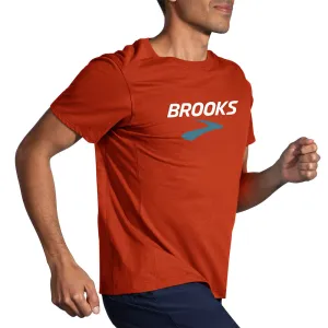 Brooks | Distance Short Sleeve 2.0 | Men's | Heather Red Clay/Brooks Logo
