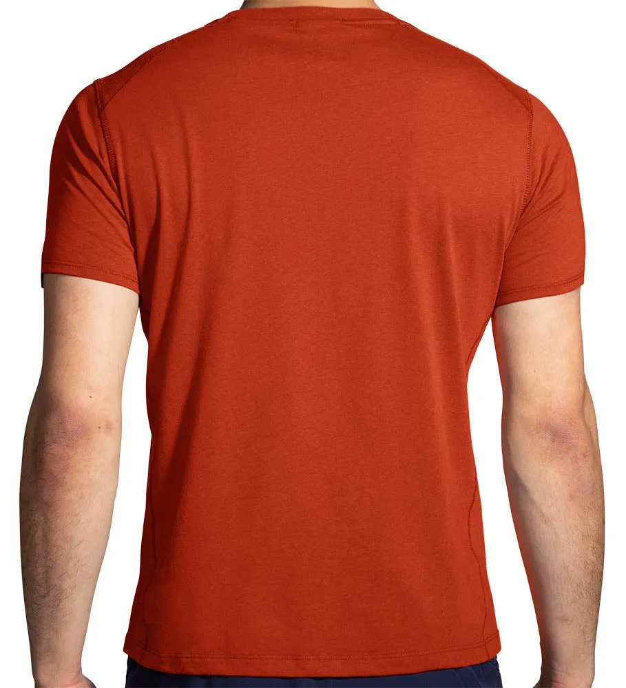 Brooks | Distance Short Sleeve 2.0 | Men's | Heather Red Clay/Brooks Logo