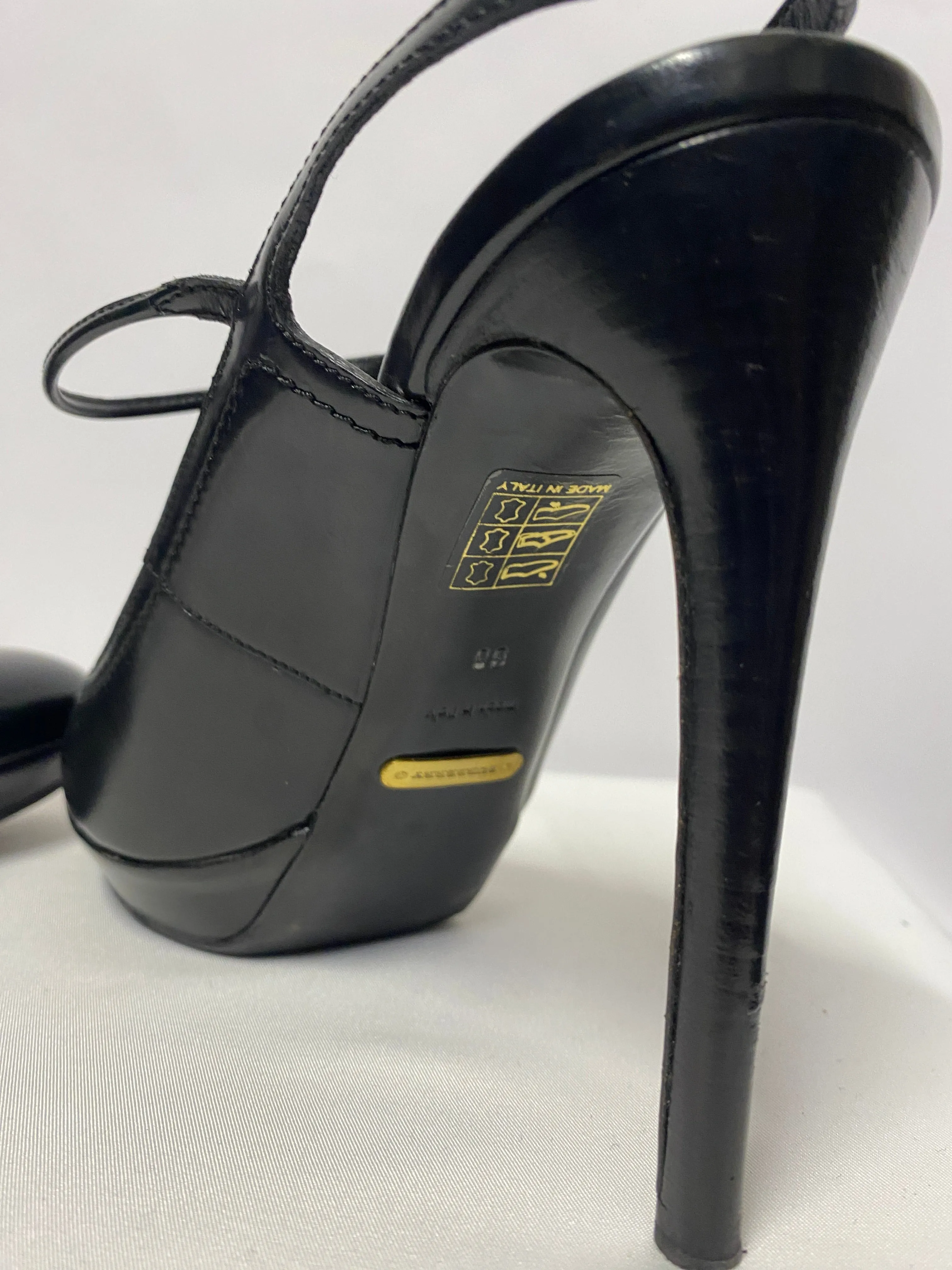 Burberry Black Slingback Platform Heels 5