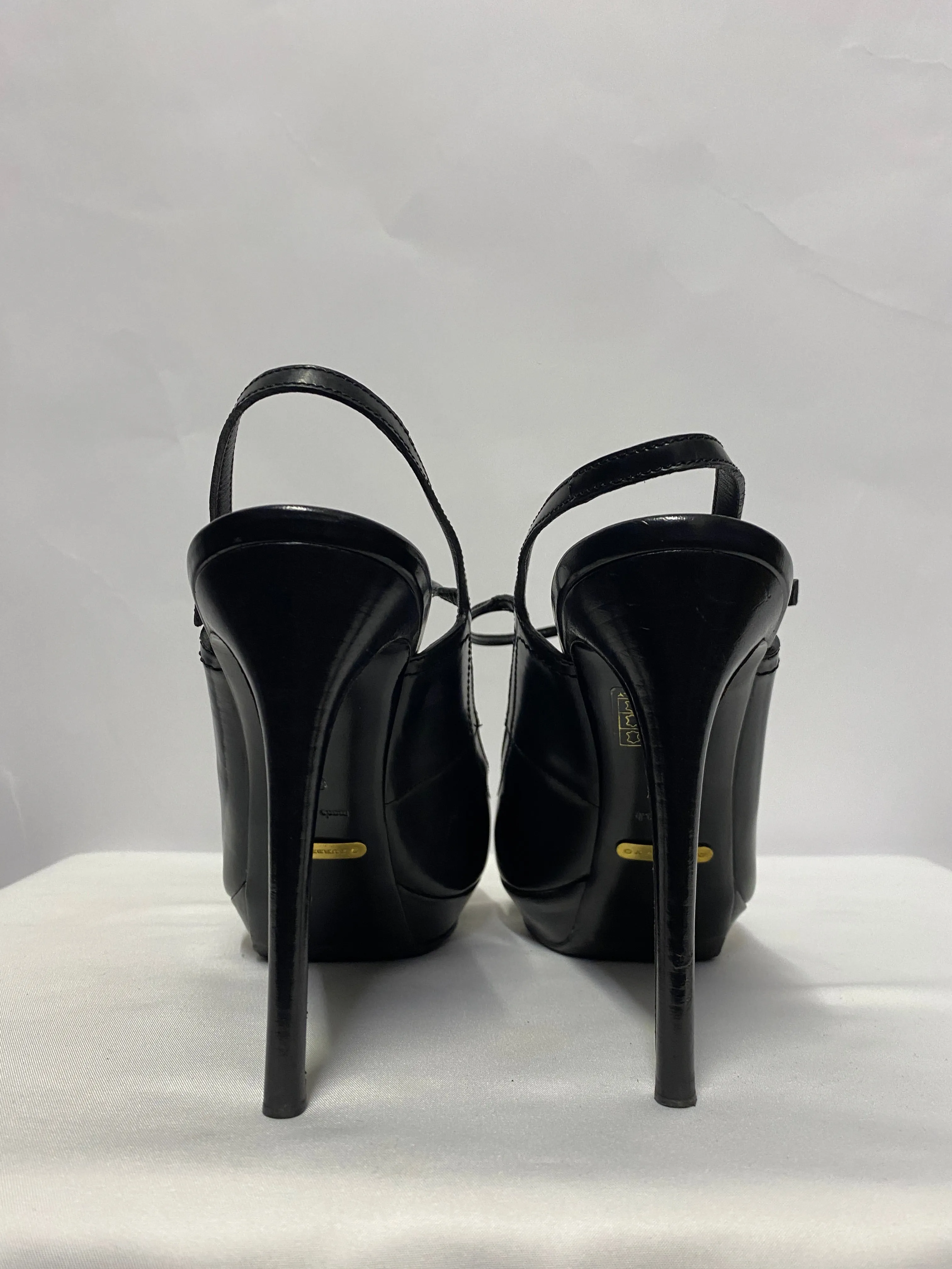 Burberry Black Slingback Platform Heels 5