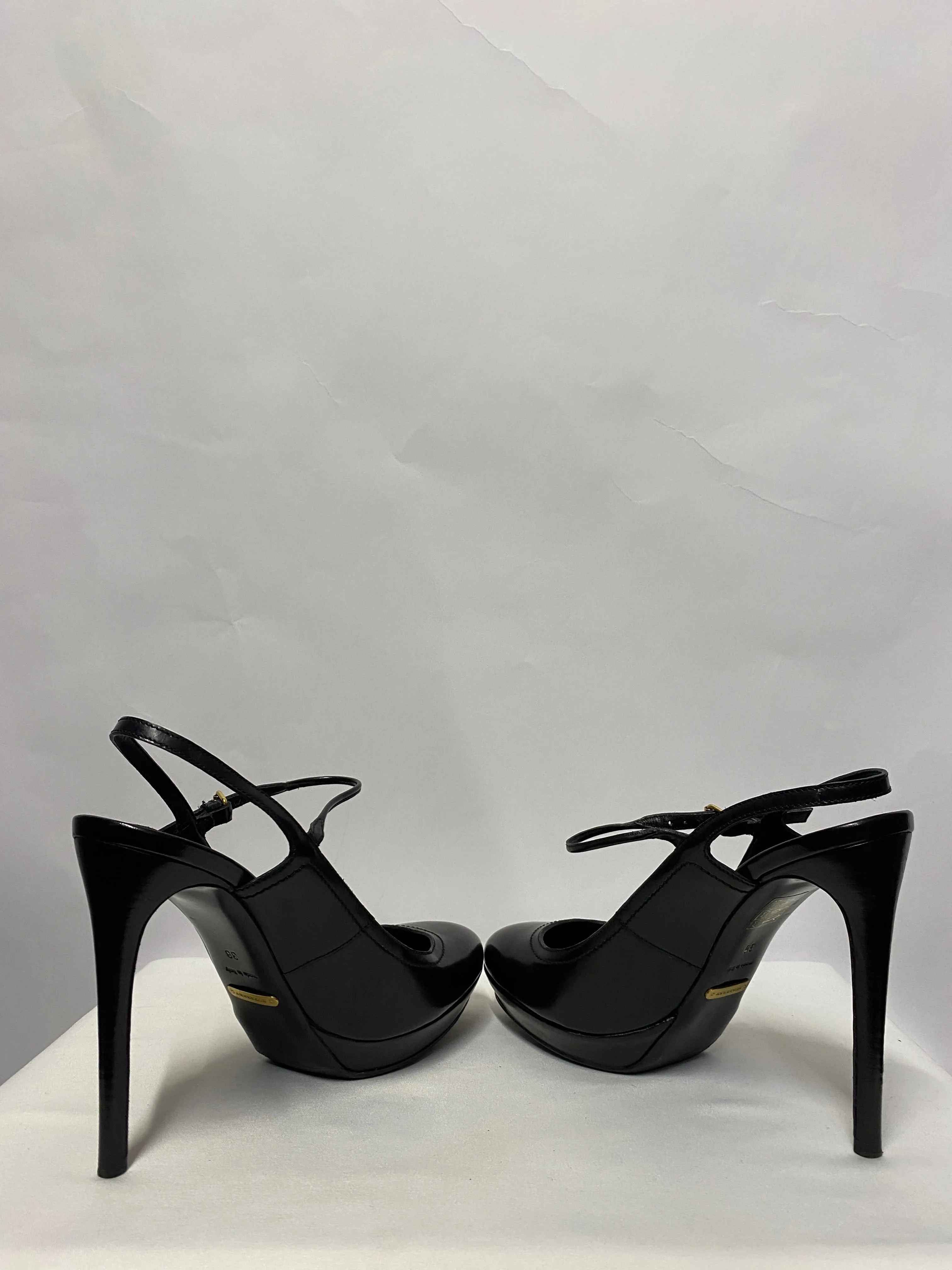 Burberry Black Slingback Platform Heels 5