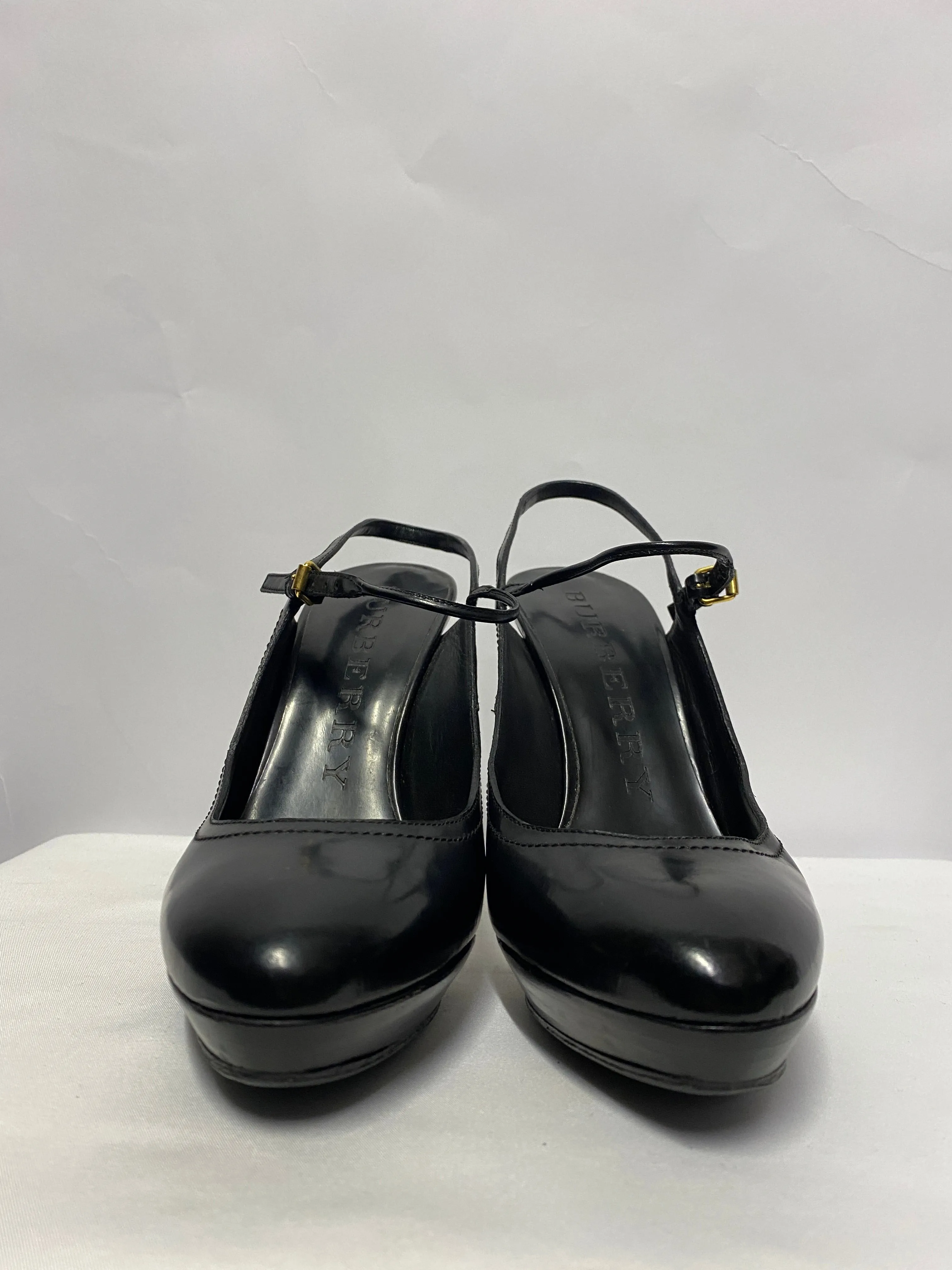 Burberry Black Slingback Platform Heels 5
