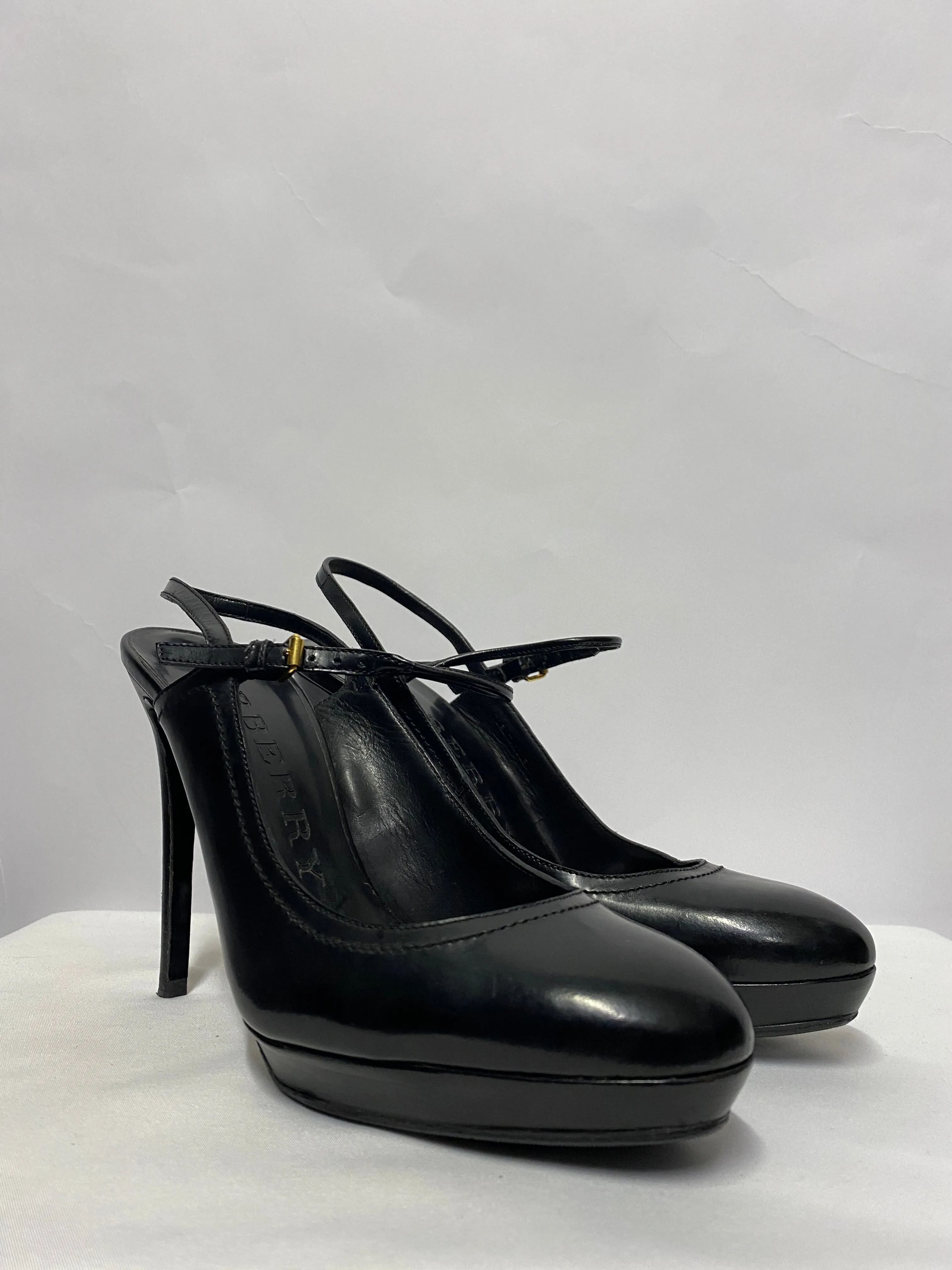 Burberry Black Slingback Platform Heels 5