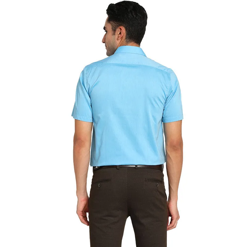 Cotton Light Blue Regular Fit Solid Formal Shirt
