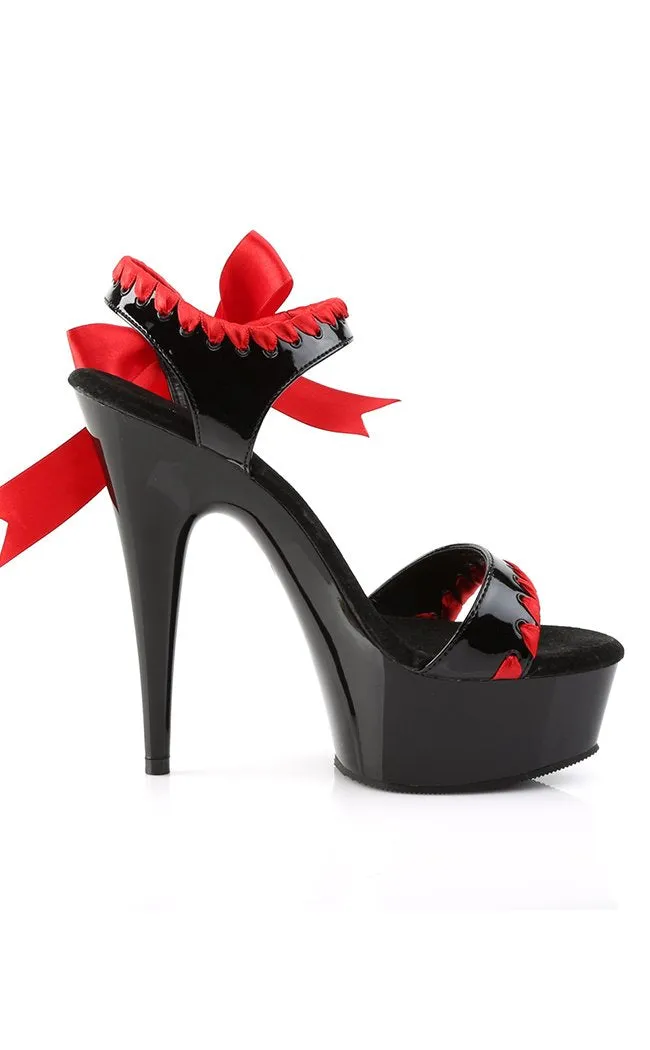 DELIGHT-615 Black Patent & Red Platform Heels