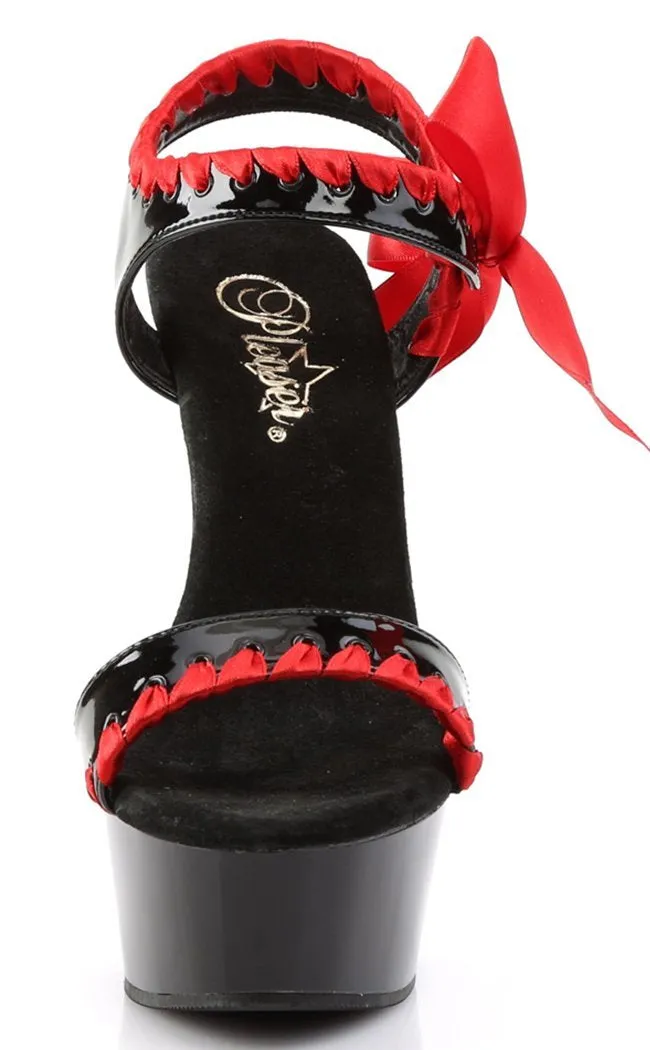DELIGHT-615 Black Patent & Red Platform Heels