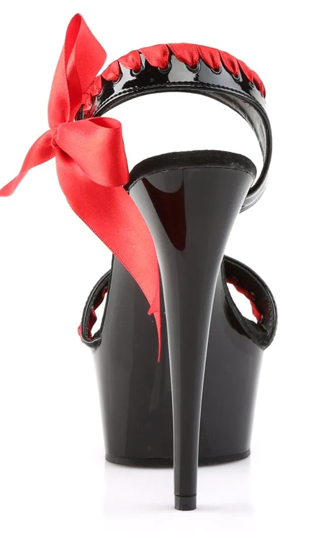 DELIGHT-615 Black Patent & Red Platform Heels
