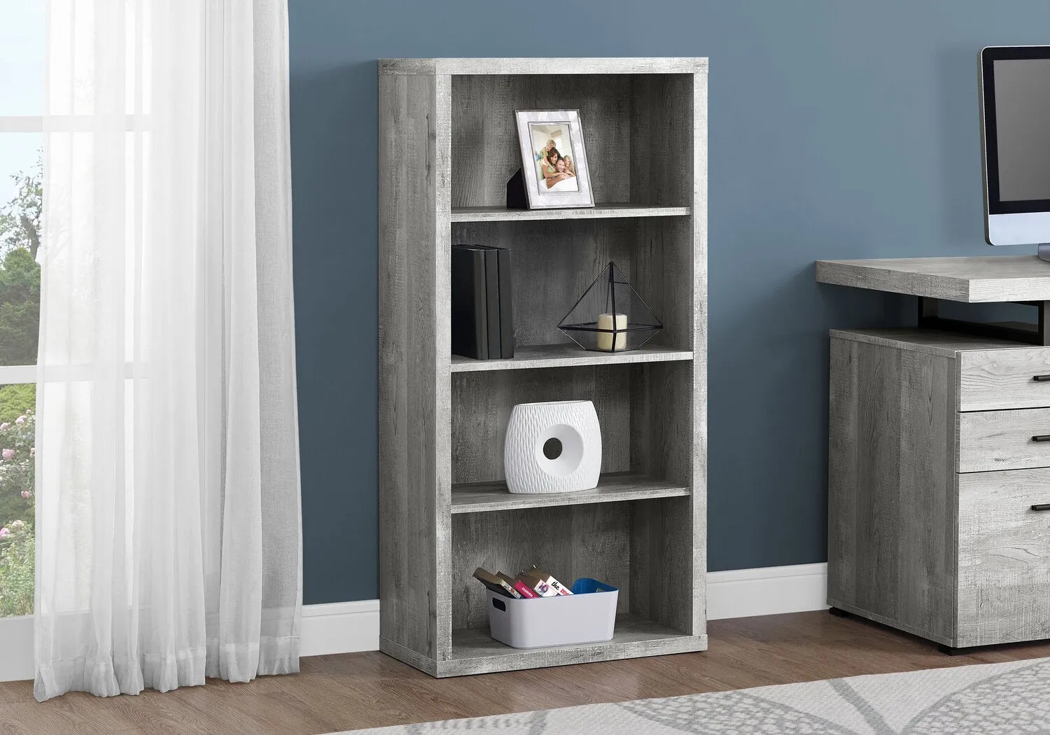 Derby 4-Shelf Bookcase - Grey