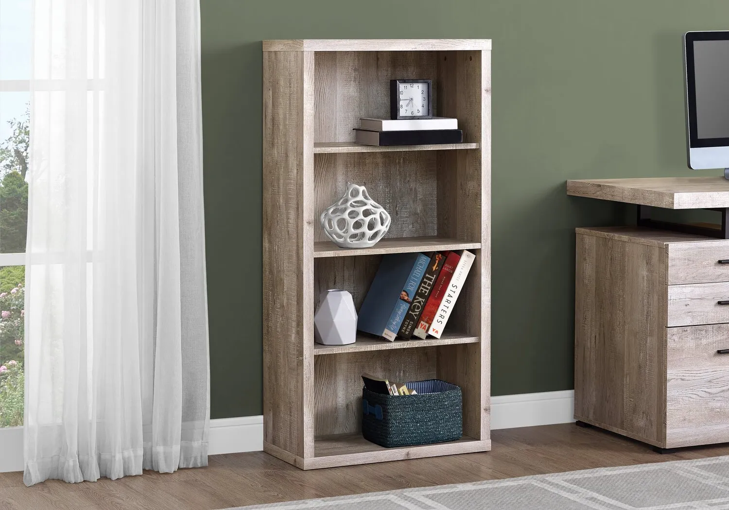 Derby 4-Shelf Bookcase - Taupe