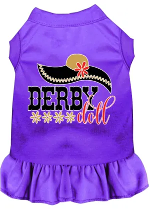 Derby Doll Screen Print Dog Dress Purple Xs (8)