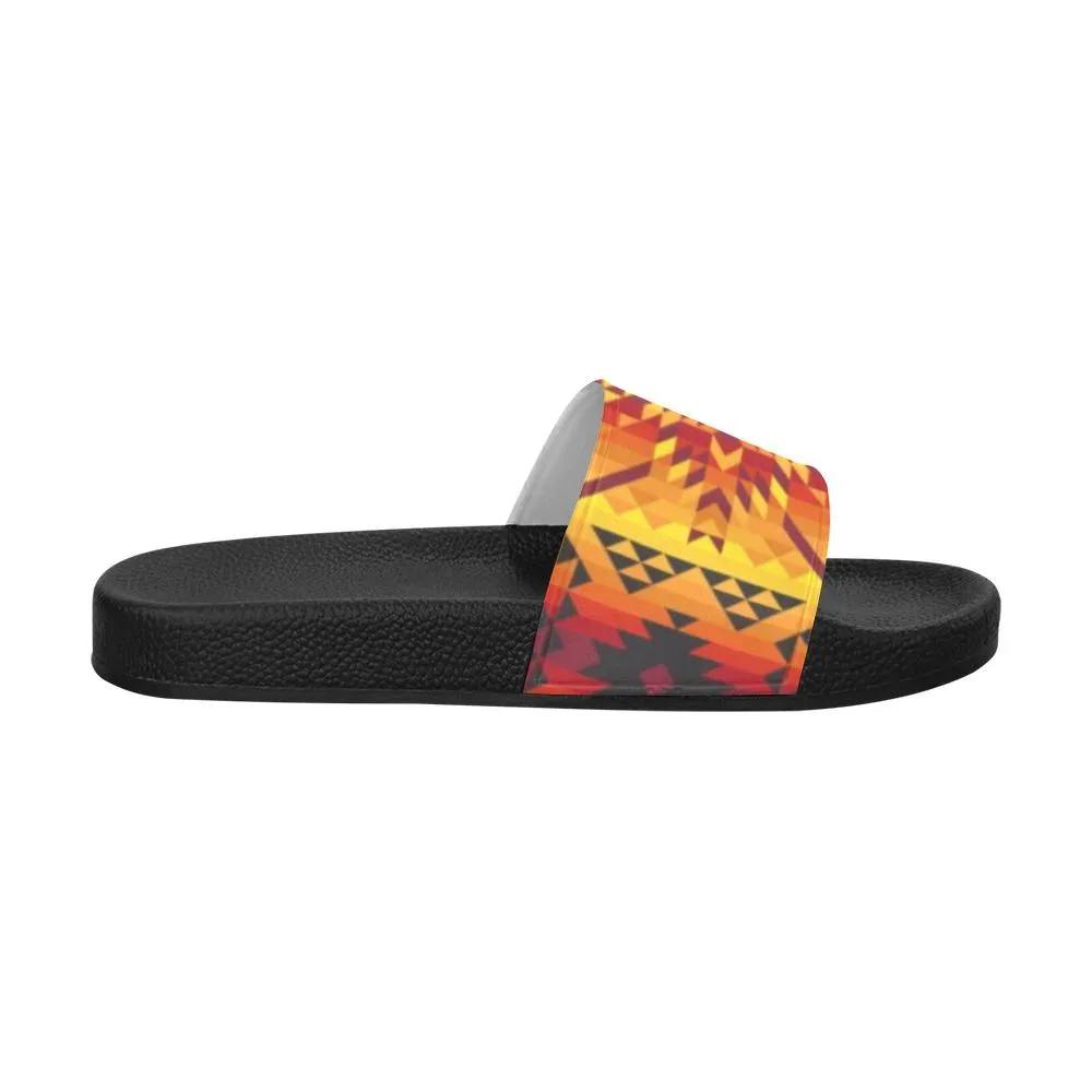 Desert Geo Yellow Red Women's Slide Sandals