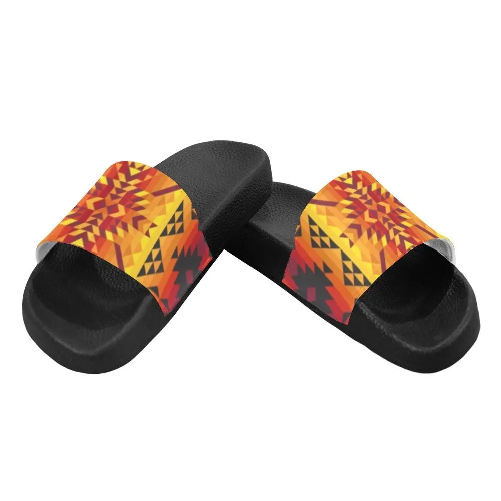 Desert Geo Yellow Red Women's Slide Sandals