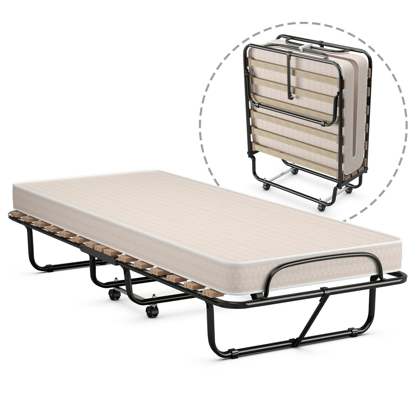 Extra Guest Folding Bed with Memory Foam Mattress
