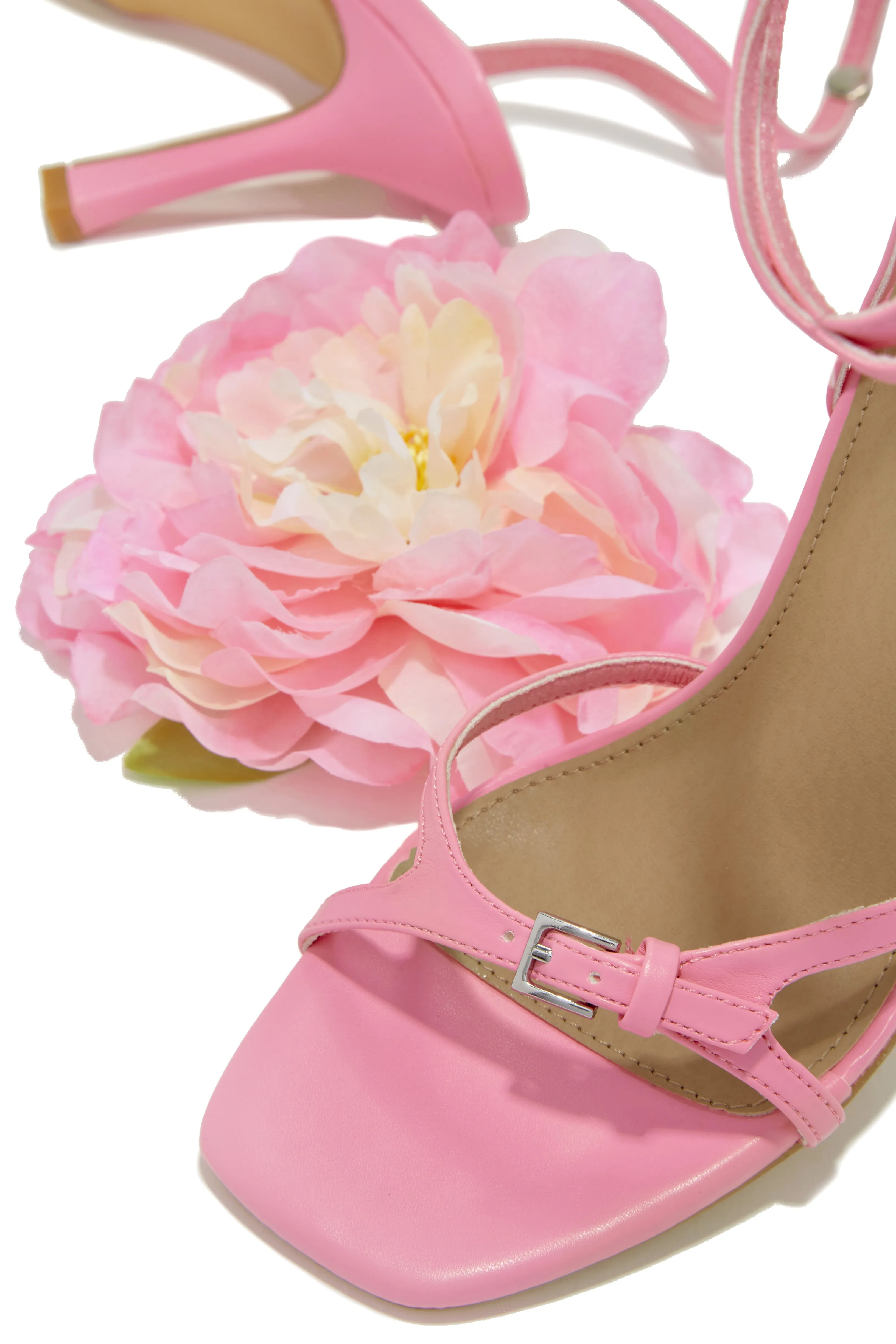 Fiore Flower Accent Heels - Pink