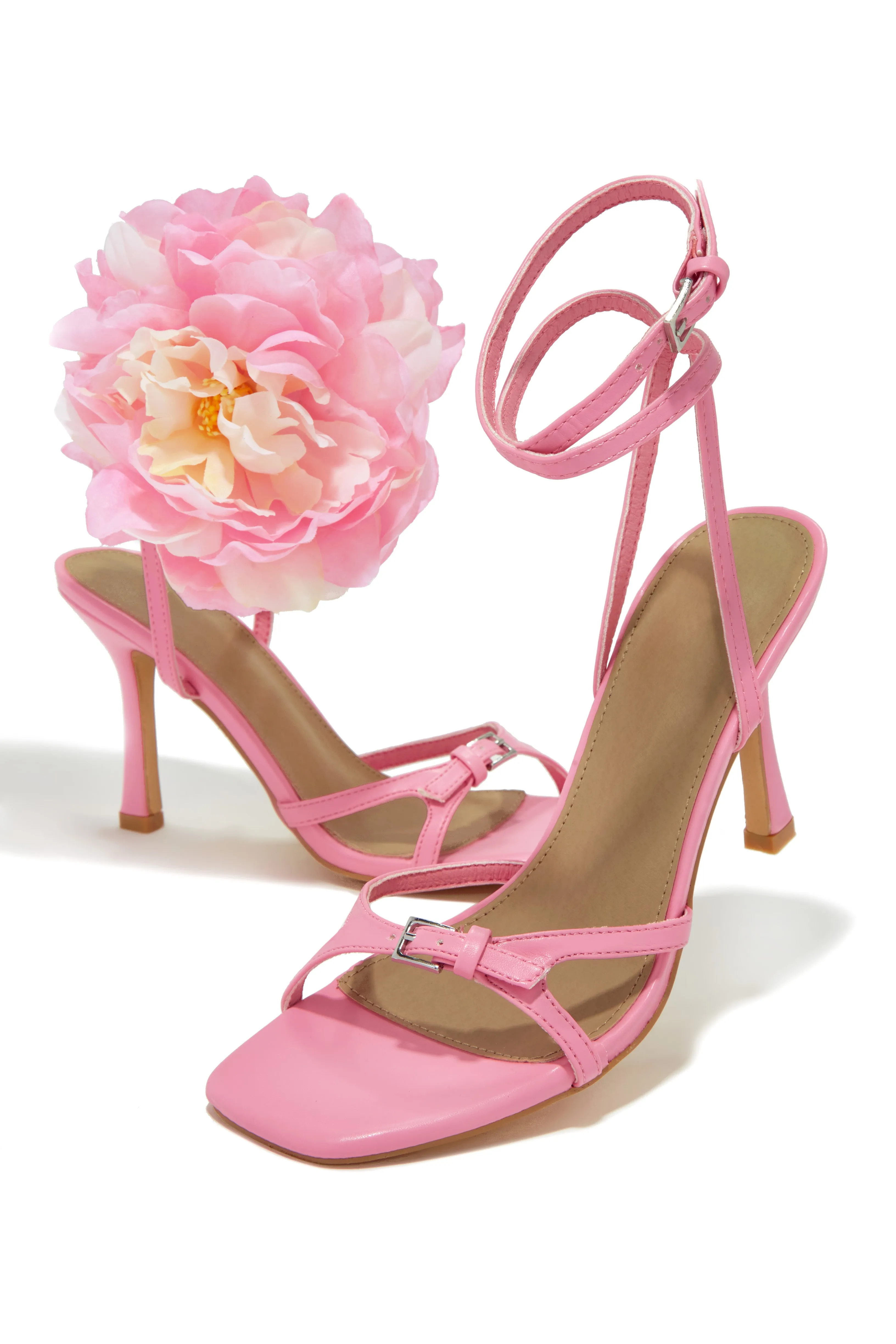 Fiore Flower Accent Heels - Pink