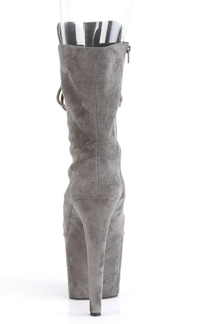 FLAMINGO-1051FS Grey Suede Open Toe Boots