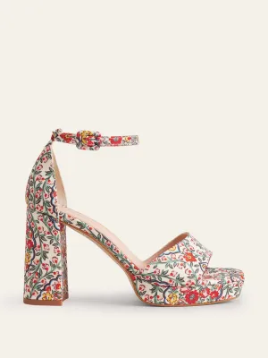 Floral print platform sandals
