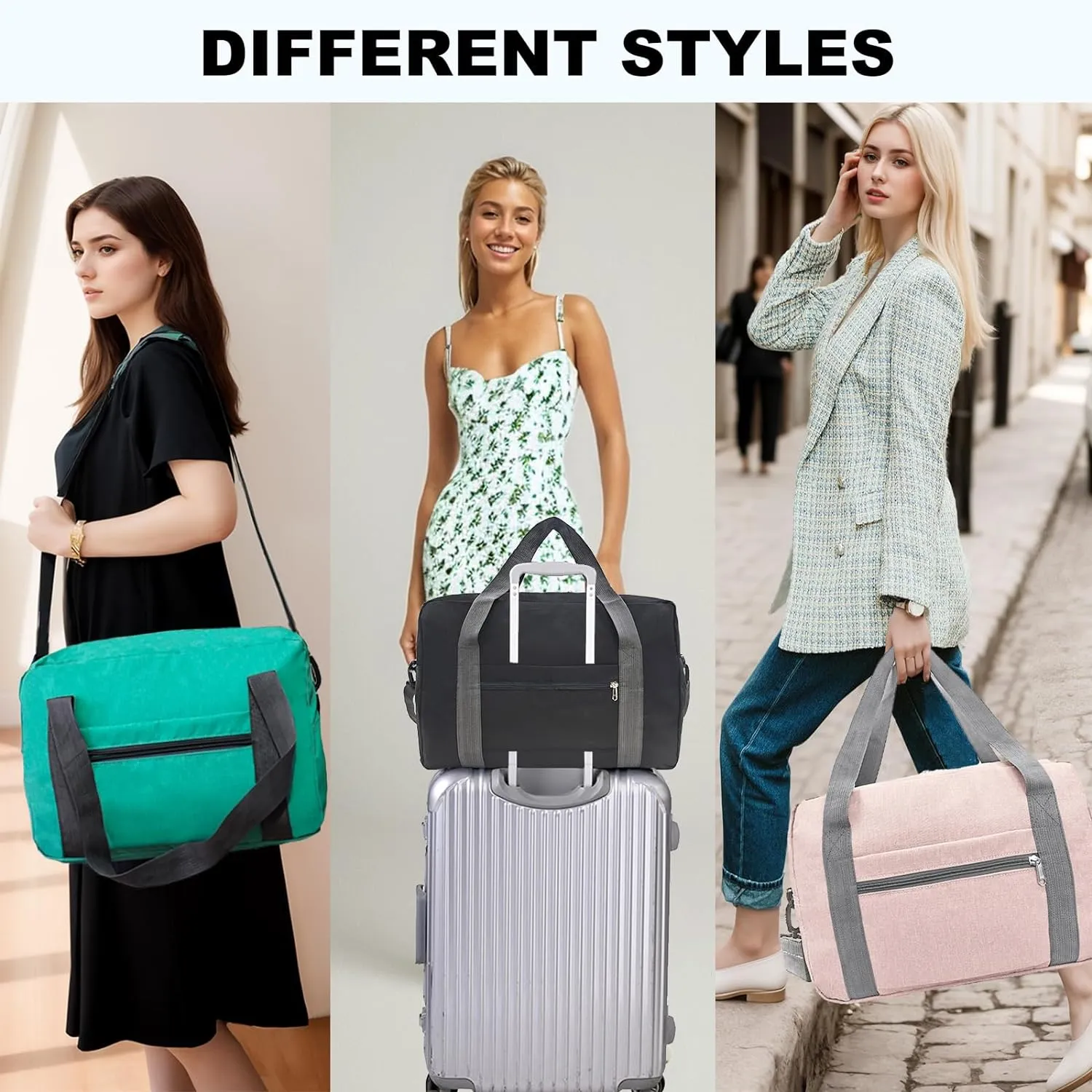 For Spirit Airlines Personal Item Bag 18x14x8 in Underseat Carry-on Luggage foldable Travel Duffle Bag for Airplanes(30L, Black)