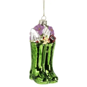 Gardening Boots Glass Ornament