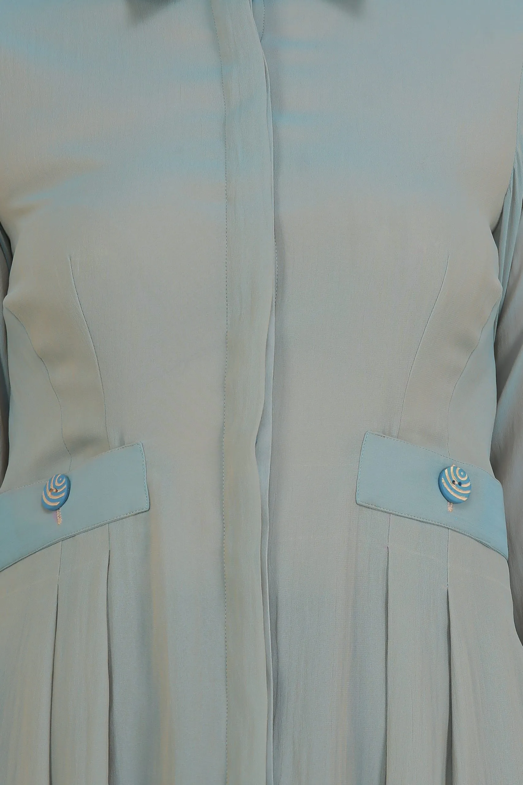 Georgette Grey Knee Length Work Shirt Dress