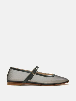 Green mesh Mary Jane flats