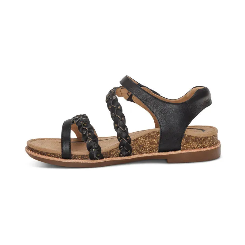 Jenn Quarter Strap Sandal - Black