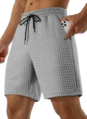 JMIERR Mens Sweat Shorts Casual Stretch Elastic Waist Waffle Workout Gym Short 7 inch Inseam Running Short with Pocket