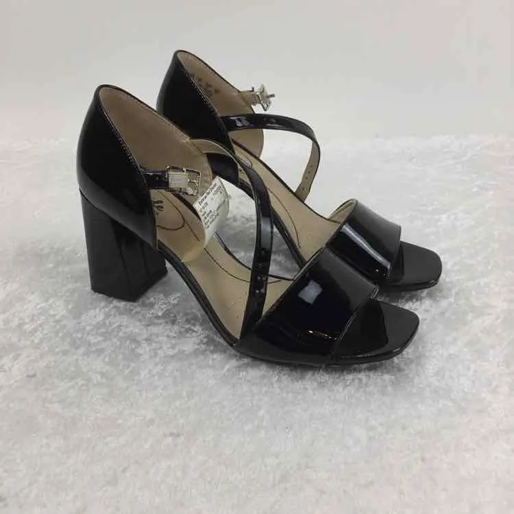 Life Stride Women Size 11 Black NWOT patent Open Toe Ankle Strap Heels