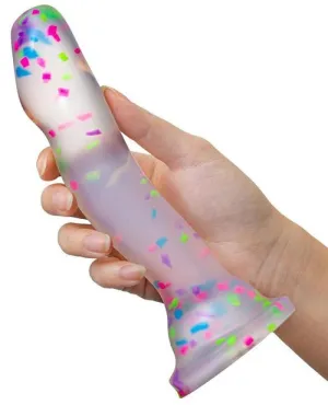Neo Elite Glow in the Dark Silicone Hanky Panky Dildo 7.5in - Confetti