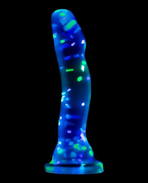 Neo Elite Glow in the Dark Silicone Hanky Panky Dildo 7.5in - Confetti