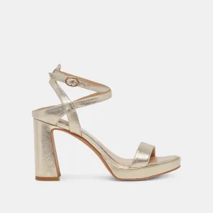 OZZY HEELS LIGHT GOLD METALLIC LEATHER